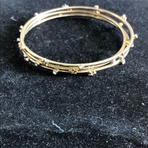 Gold and Crystal Star Bangle Bracelet. Set of 3!